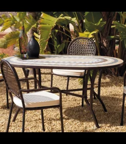 Conjunto de mesa y 4 sillones terraza jardín mosaico Oasis/Bahia-150/4.