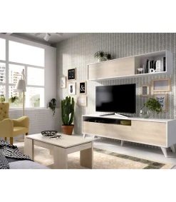 Conjunto de muebles de salón Canena en Blanco/ Natural.