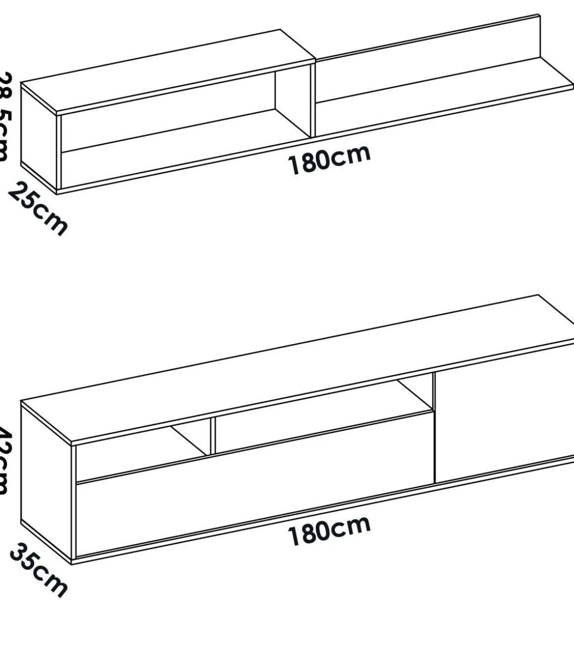 Conjunto de muebles de salón Lucena en blanco/natural.
