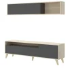 Conjunto de muebles de salon Canena en natural/grafito