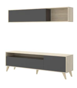 Conjunto de muebles de salon Canena en natural/grafito