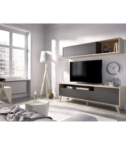 Conjunto de muebles de salon Canena en natural/grafito