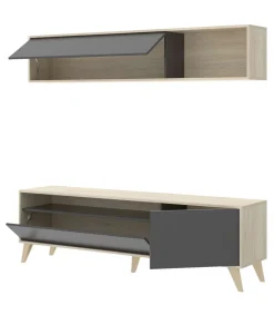 Conjunto de muebles de salon Canena en natural/grafito