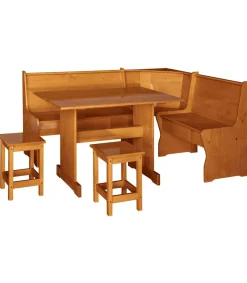Conjunto de rincón en madera maciza de pino color miel 98 cm(alto)172-132 cm(ancho)