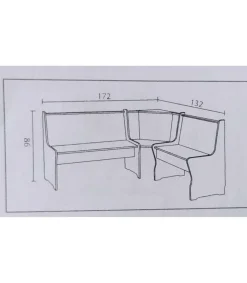 Conjunto de rincón en madera maciza de pino color miel 98 cm(alto)172-132 cm(ancho)