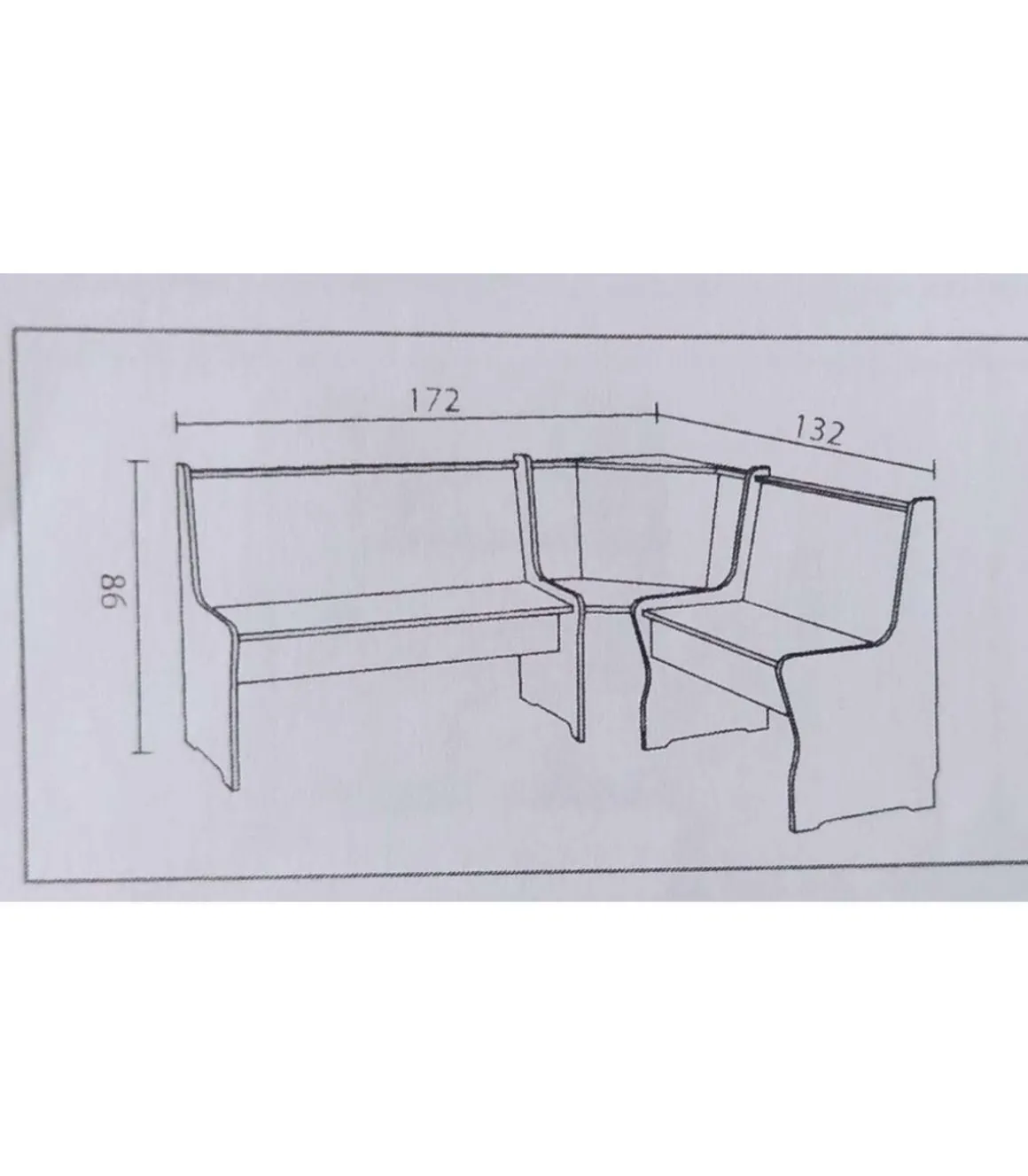 Conjunto de rincón en madera maciza de pino color miel 98 cm(alto)172-132 cm(ancho)