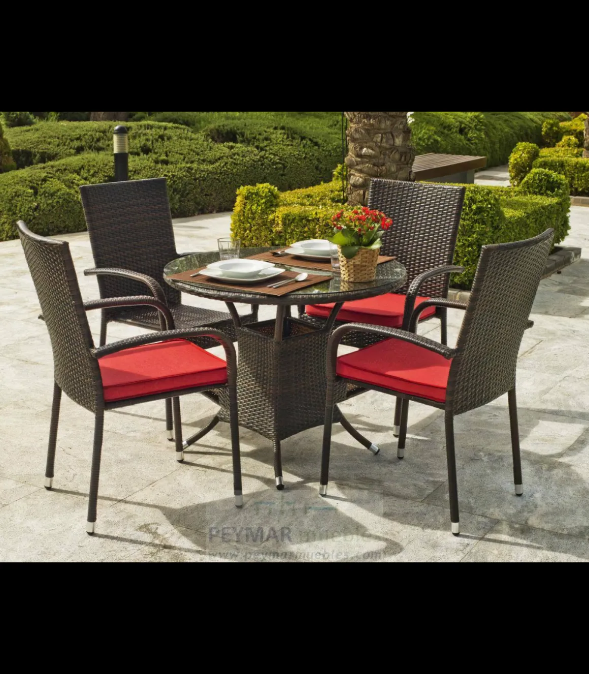 Conjunto jardín de mesa y 4 sillones Bergamo/Bahia -90/4 .