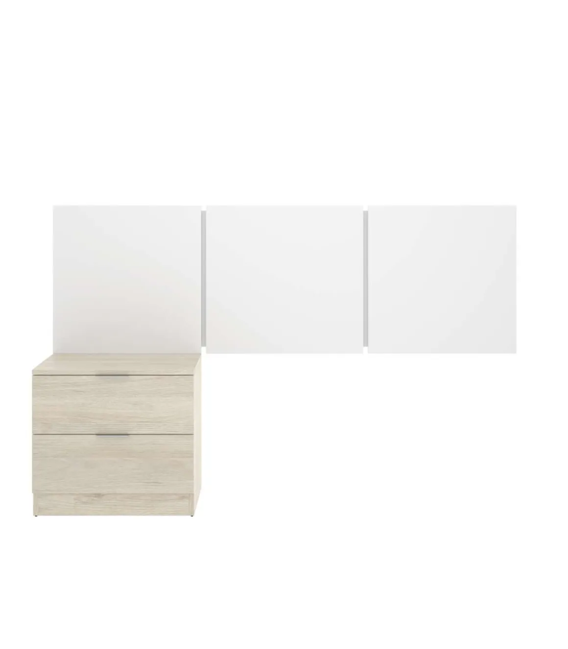 Conjunto juvenil cabecero + mesita Tito acabado blanco/natural.