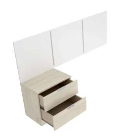 Conjunto juvenil cabecero + mesita Tito acabado blanco/natural.