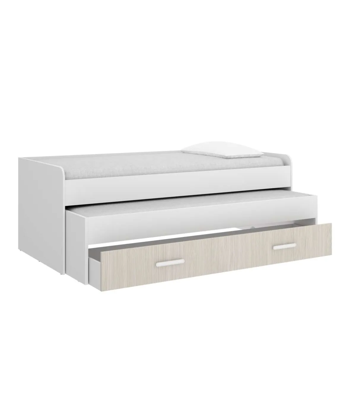 Conjunto juvenil cama compacta y armario Tenor acabado blanco/alistonado.