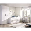 Conjunto juvenil cama compacta, escritorio y armario Tenor acabado blanco/alistonado.