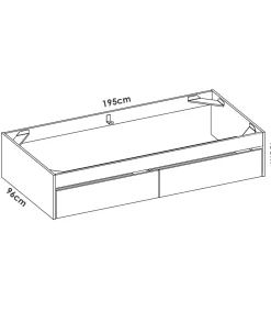 Conjunto juvenil cama de 90cm con cajones, mesita y armario vestidor Lena acabado natural.