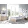 Conjunto juvenil cama de 90 cm, mesita y cómoda Duna-3 acabado natural/blanco.