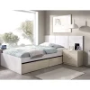 Conjunto juvenil cama de 90 con cajones y mesita Tito-3 acabado natural/blanco.