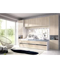 Conjunto juvenil Torredonjimeno en acabado blanco natural 203 cm(alto)302 cm(ancho)97 cm(largo)