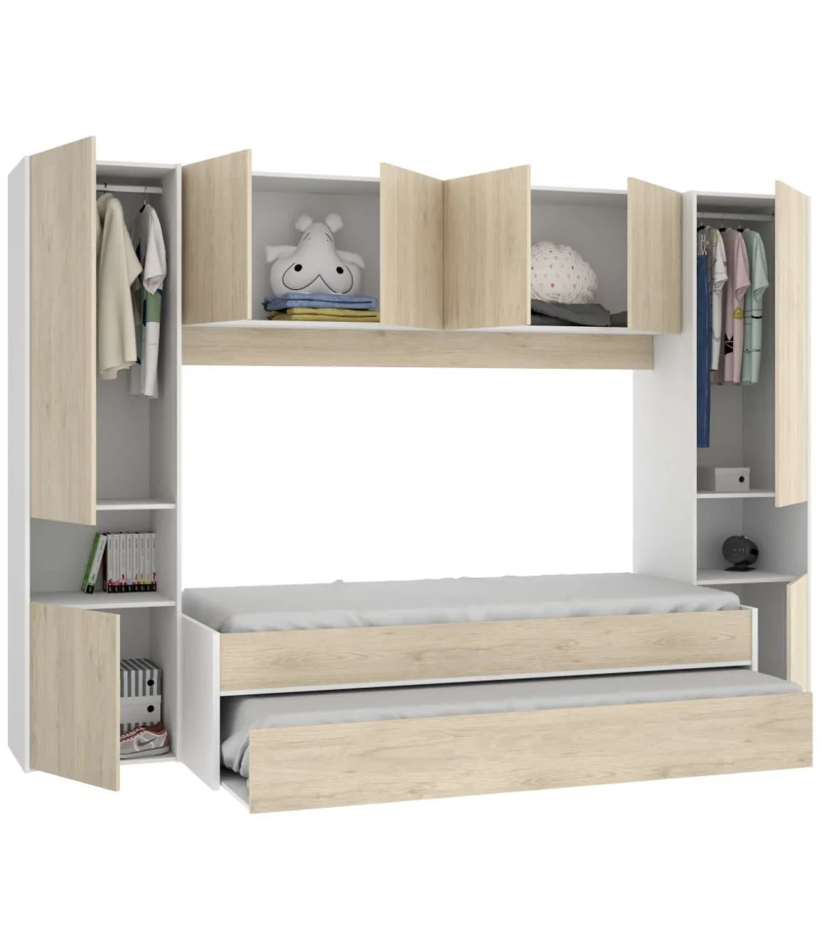 Conjunto juvenil Torredonjimeno en acabado blanco natural 203 cm(alto)302 cm(ancho)97 cm(largo)