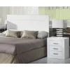 Conjunto matrimonio cabecero de 135 cm + 2 mesitas en madera con acabado blanco