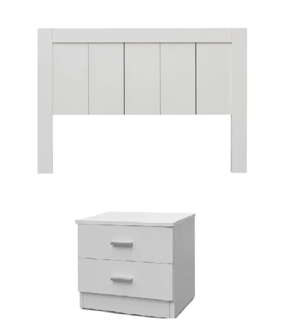 Conjunto matrimonio cabecero + 2 mesitas modelo Daimiel acabado blanco.