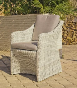 Conjunto mesa redonda + 6 sillones con cojines para terraza jardín Celebes-150/6, Médula Luxe.