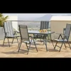 Conjunto mesa + 4 tumbonas acero Sulam-151/4TB en acabado color gris antracita.