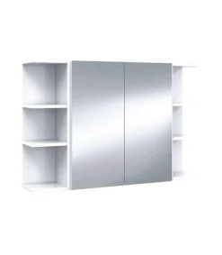 Conjunto muebles camerino Sulf 2 puertas espejo y 2 rinconeros acabado blanco brillo,