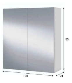 Conjunto muebles camerino Sulf 2 puertas espejo y 2 rinconeros acabado blanco brillo,