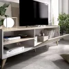 Conjunto salón Cazalilla-6: aparador, mueble TV y mesa centro acabado blanco/natural.