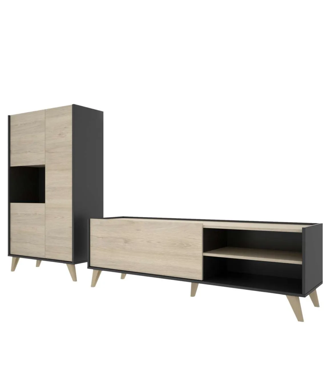 Conjunto salón Cazalilla-1: modulo alto y mueble bajo TV
