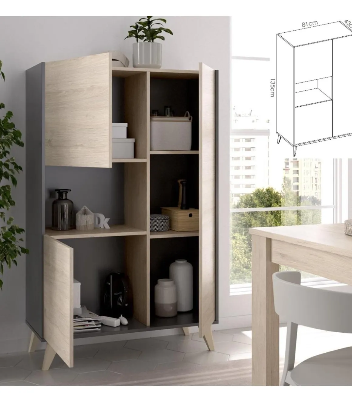 Conjunto salón Cazalilla-1: modulo alto y mueble bajo TV