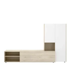 Conjunto salón Laso acabado Natural-Blanco 140.6cm(alto) 2,27 cm(ancho) 40 cm (fondo)