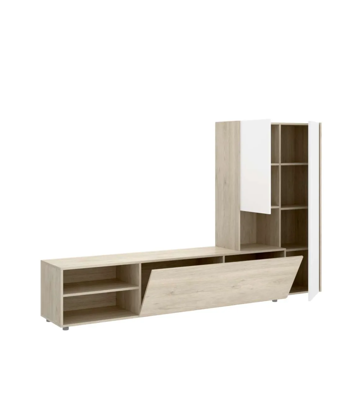Conjunto salón Laso acabado Natural-Blanco 140.6cm(alto) 2,27 cm(ancho) 40 cm (fondo)