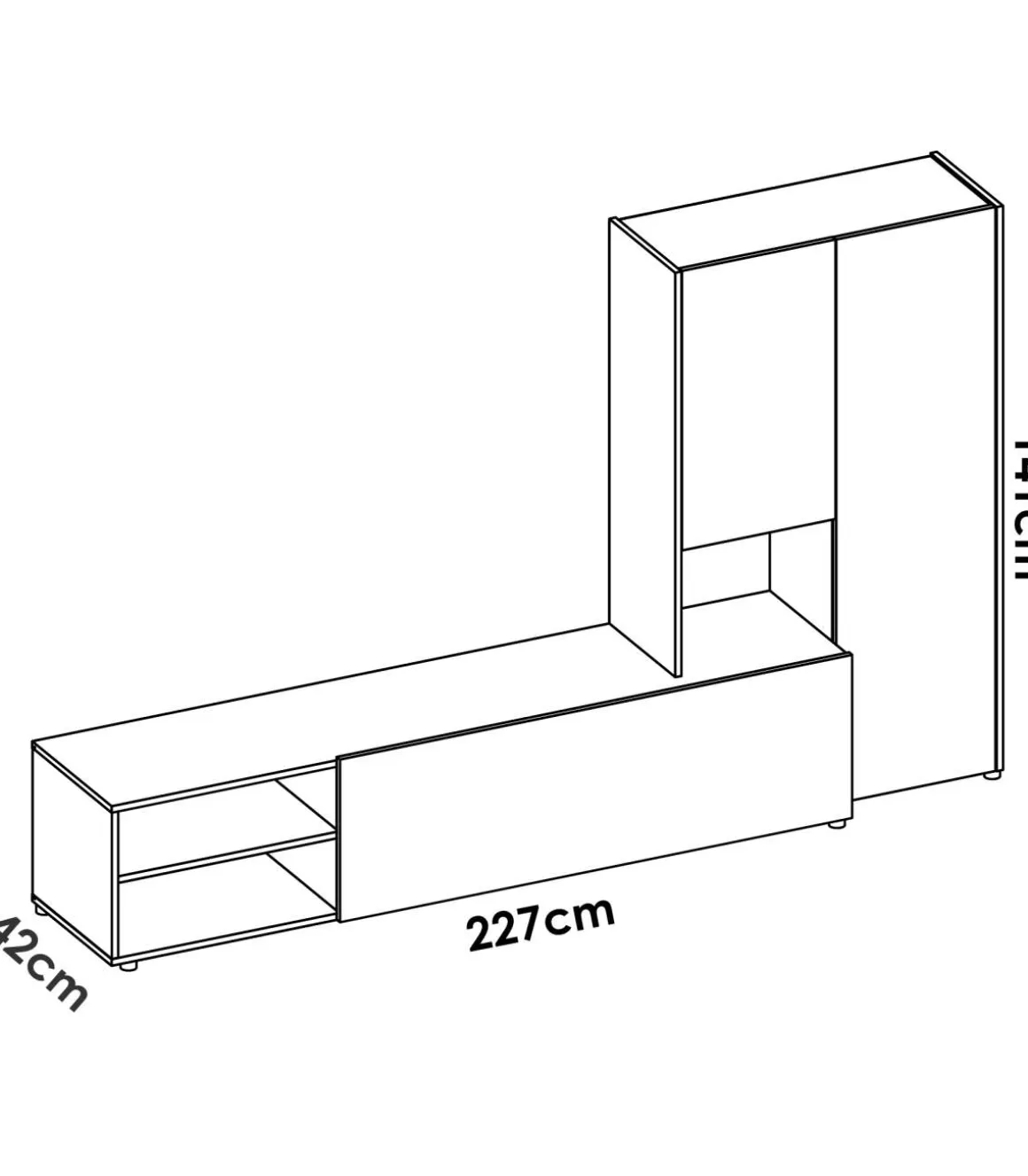 Conjunto salón Laso acabado Natural-Blanco 140.6cm(alto) 2,27 cm(ancho) 40 cm (fondo)