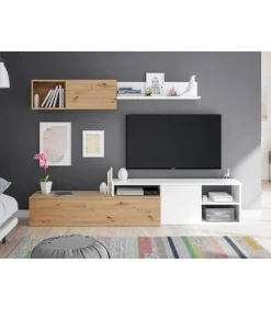 Conjunto salón Teho acabado roble y blanco artik reversible 44 cm(alto) 2,21 cm(ancho) 40 cm (fondo)