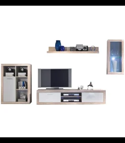 Conjunto salón Vinicio acabado sonoma-blanco 200 cm(alto)234 cm(ancho)40 cm(largo)