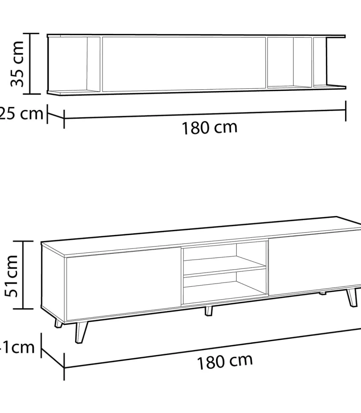 Conjunto salon television Alcontar 51 cm(alto)180 cm(ancho)41 cm(largo)