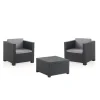 Conjunto 2 sillones + mesa de centro para terraza o jardín modelo Yeray acabado grafito.