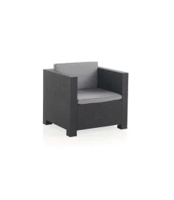 Conjunto 2 sillones + mesa de centro para terraza o jardín modelo Yeray acabado grafito.