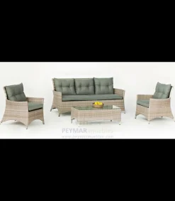 Conjunto sofá 3 plazas+ 2 sillones +mesa de centro en huitex color champagne Belmond-8.