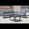 Conjunto terraza jardín aluminio Loira-7 con estructura en antracita.