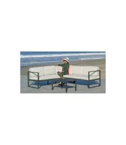 Conjunto terraza jardín aluminio Adel-77 con estructura en antracita.
