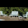 Conjunto terraza jardín aluminio Haston-8 con estructura en blanco.