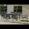 Conjunto terraza jardín mesa extensible + 6 sillones aluminio antracita Palma 170/220/6 Córcega