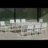 Conjunto terraza jardín mesa extensible + 6 sillones aluminio blanco, Palma 170/220/6 Córcega
