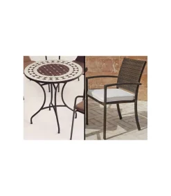 Conjunto terraza jardín mesa + 4 sillones acero color bronce, Oran/Bahia-75/4.