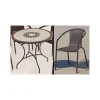 Conjunto terraza jardín mesa + 4 sillones acero color bronce, Estela/Brasil-90/4.