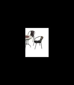 Conjunto terraza jardín mesa + 4 sillones acero Oran/Brasil-75/4 en acabado color bronce