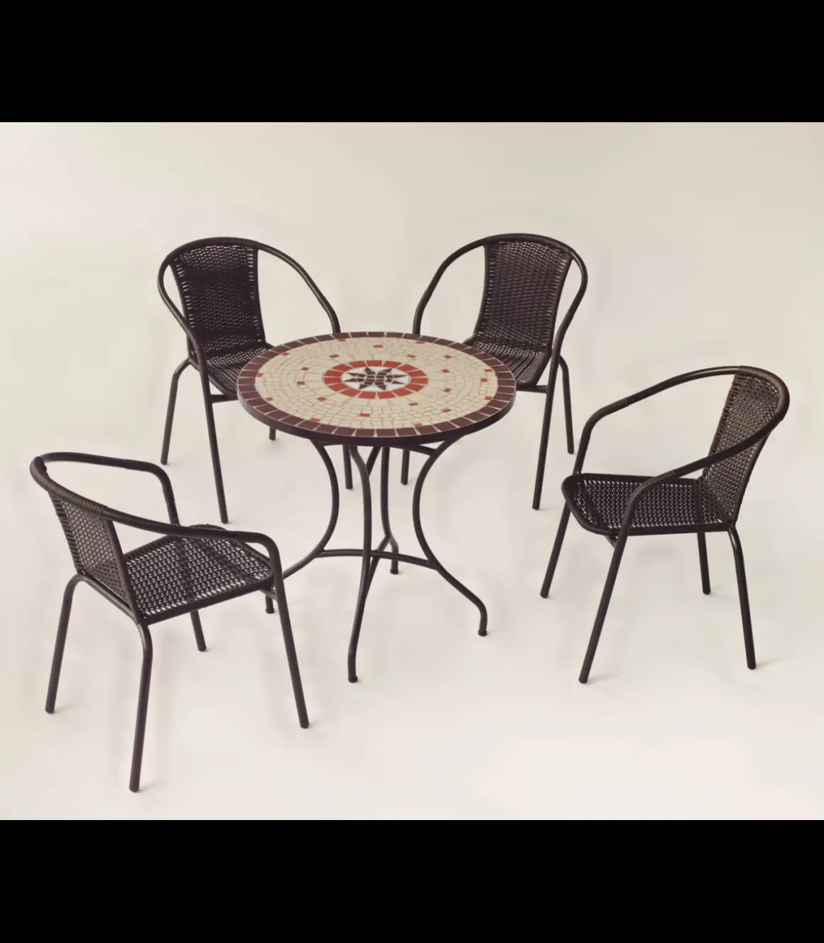 Conjunto terraza jardín mesa + 4 sillones acero Sicilia/Brasil-75/4 en acabado color bronce
