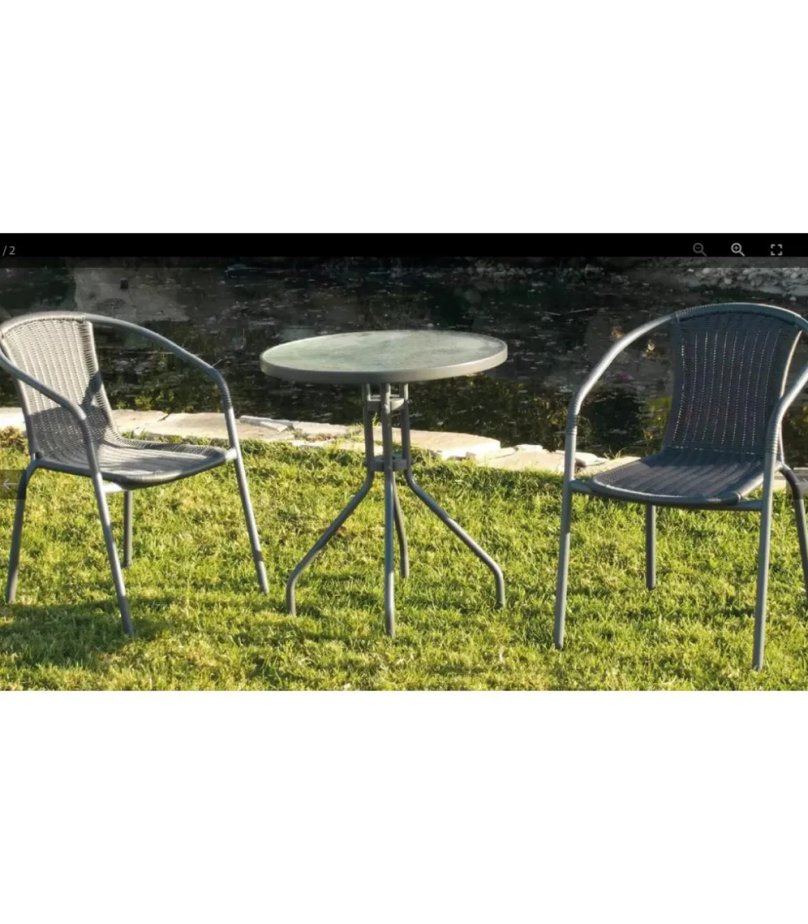 Conjunto terraza jardín mesa + 2 sillones acabado acero antracita Sulam/Santana-60/2.