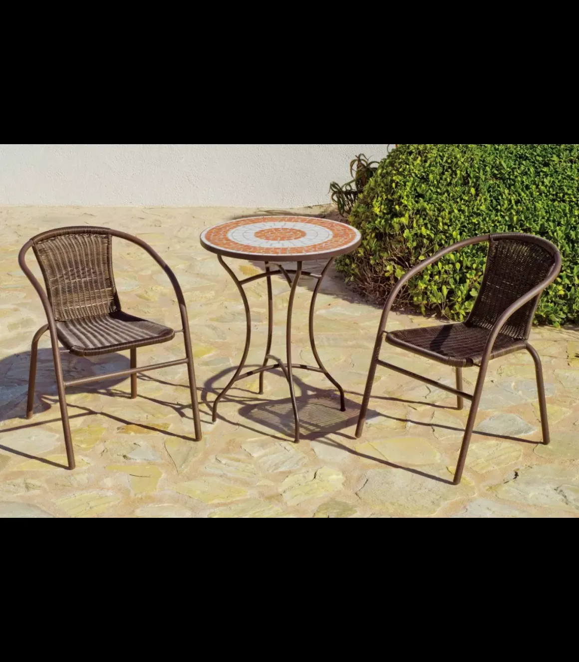 Conjunto terraza jardín mesa + 4 sillones mosaico Málaga/Brasil-75/4.