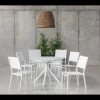 Conjunto terraza jardín mesa + 4 sillones aluminio blanco, Giglio-100/corcega-4.